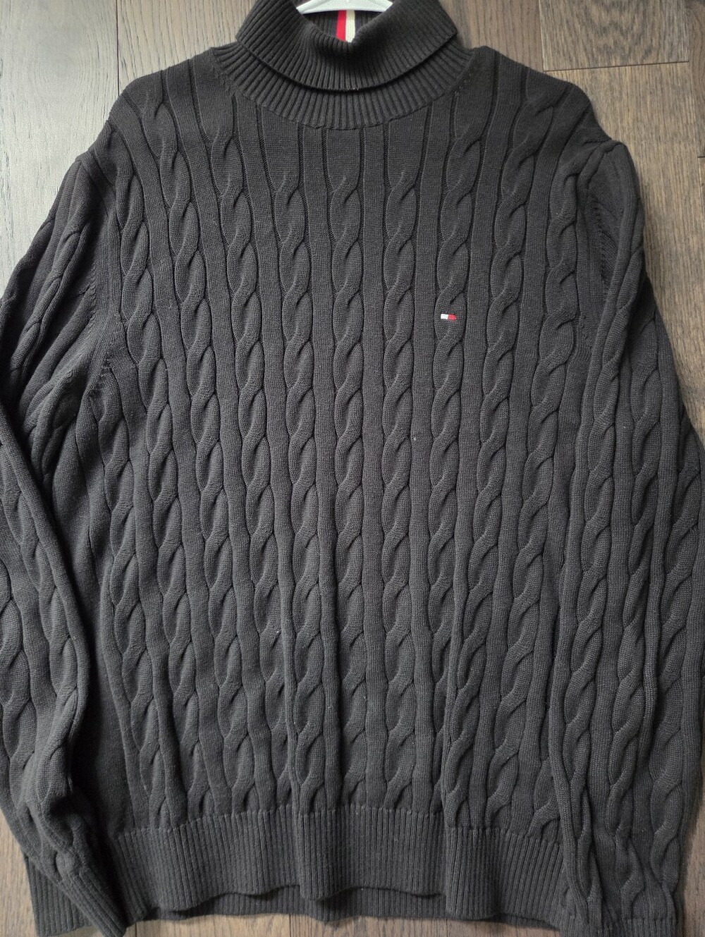 Tommy Hilfiger Men's Black Cable Turtleneck Sweater